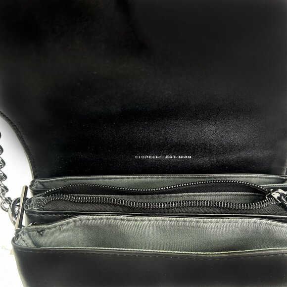 FIORELLI Silver & Black Sequin Nighttails Small Flap Crossbody Chain Strap NWT - Picture 10 of 10